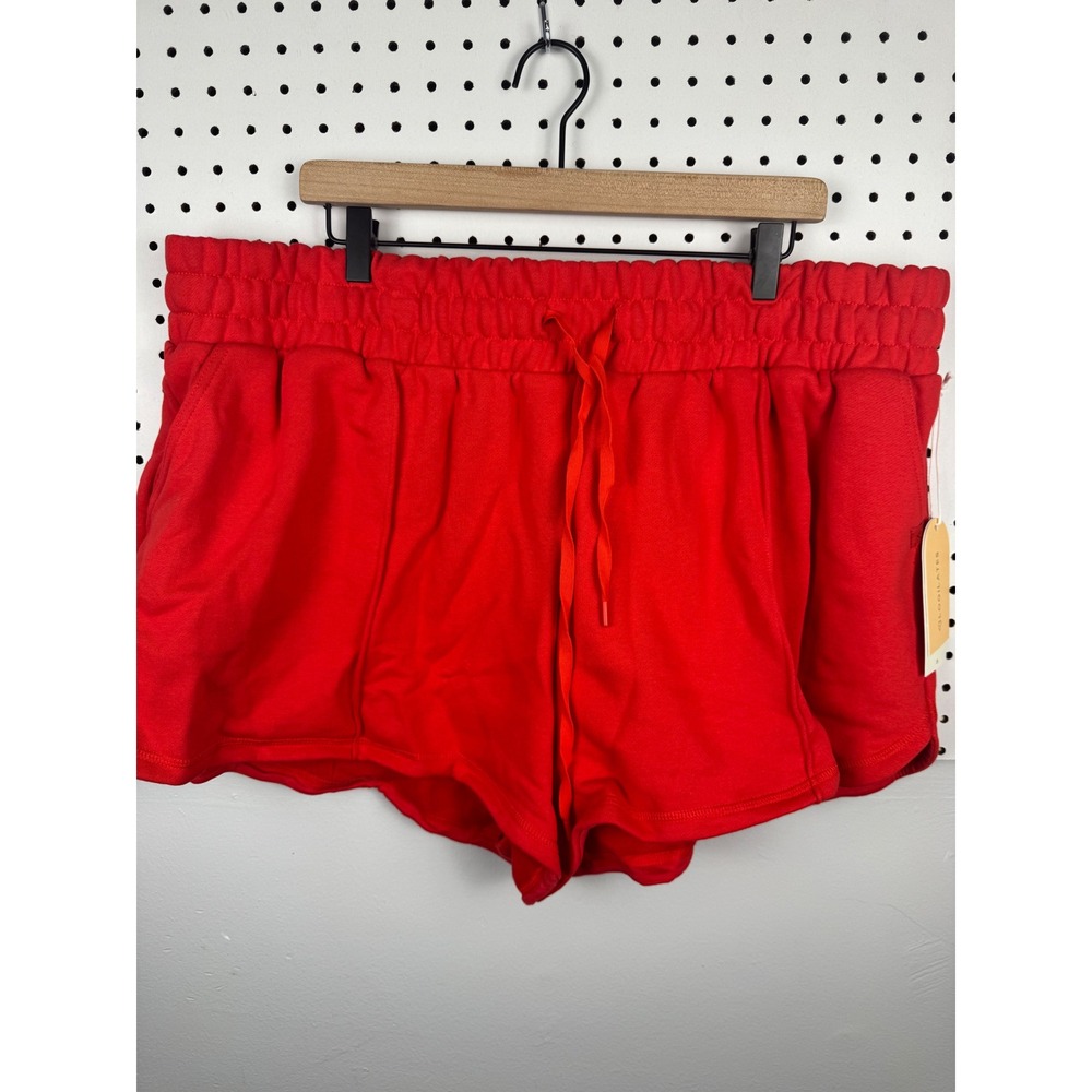 Blogilates Marshmallow Dolphin Shorts Red High Rise Fleece Pockets 2X 214202365